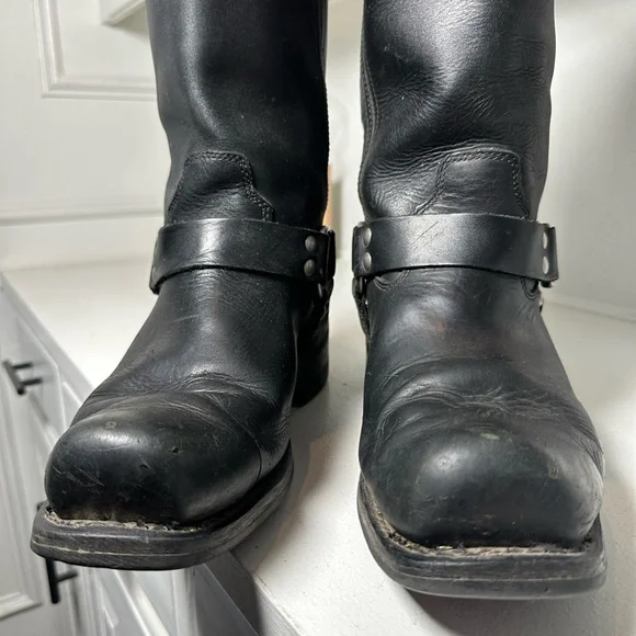 **SOLD**Milwaukee Leather Men’s Black Harness Boots 10.5 Moto Biker Western - Picture 4 of 9